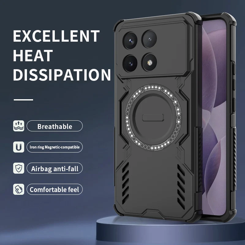 Mecha Heat Dissipation Air Cushion Anti-Drop Magnetic Phone Case