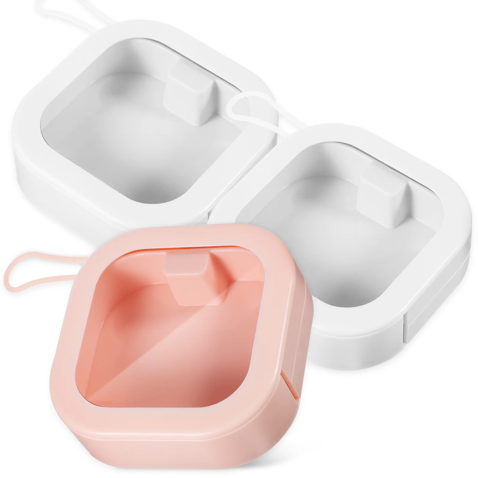 

3 Pcs Retainer Box Push Storage (2 White + 1 Pink) Pieces Plastic Fake Teeth Denture Case Abs Holder Travel Jewelry