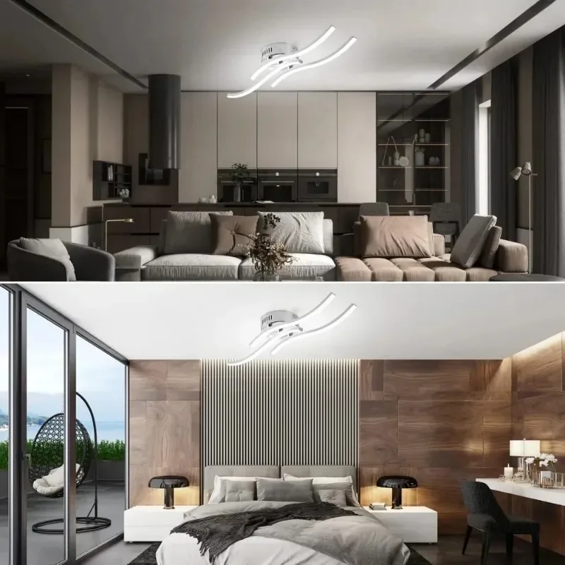  Lustre LED à 3 bras 21W 5500K avec design ondulé, plafonnier moderne pour salon, chambre à coucher, cuisine, couloir 3 Lustre LED à 3 bras 21W 5500K avec design ondulé, plafonnier moderne pour salon, chambre à coucher, cuisine, couloir 3