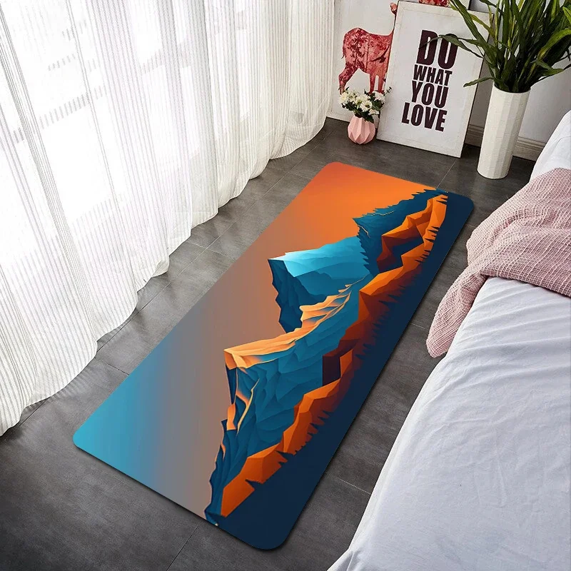 

Art Floor Bath Mat Modern Style Mountain Washable Non-slip Kitchen Rug Balcony Bedrooom Carpet Room Mats Doormat Entrance Door