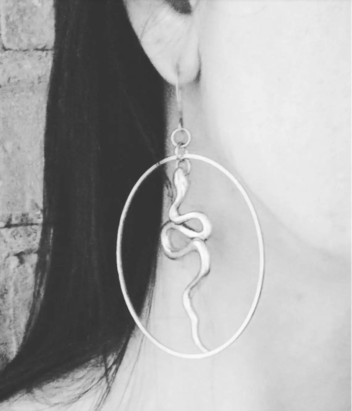 Medusa-Orecchini A Cerchio Serpente Serpente Goth Regalo Cerchi Gotici Argento Strega Dea Dichiarazione Scura