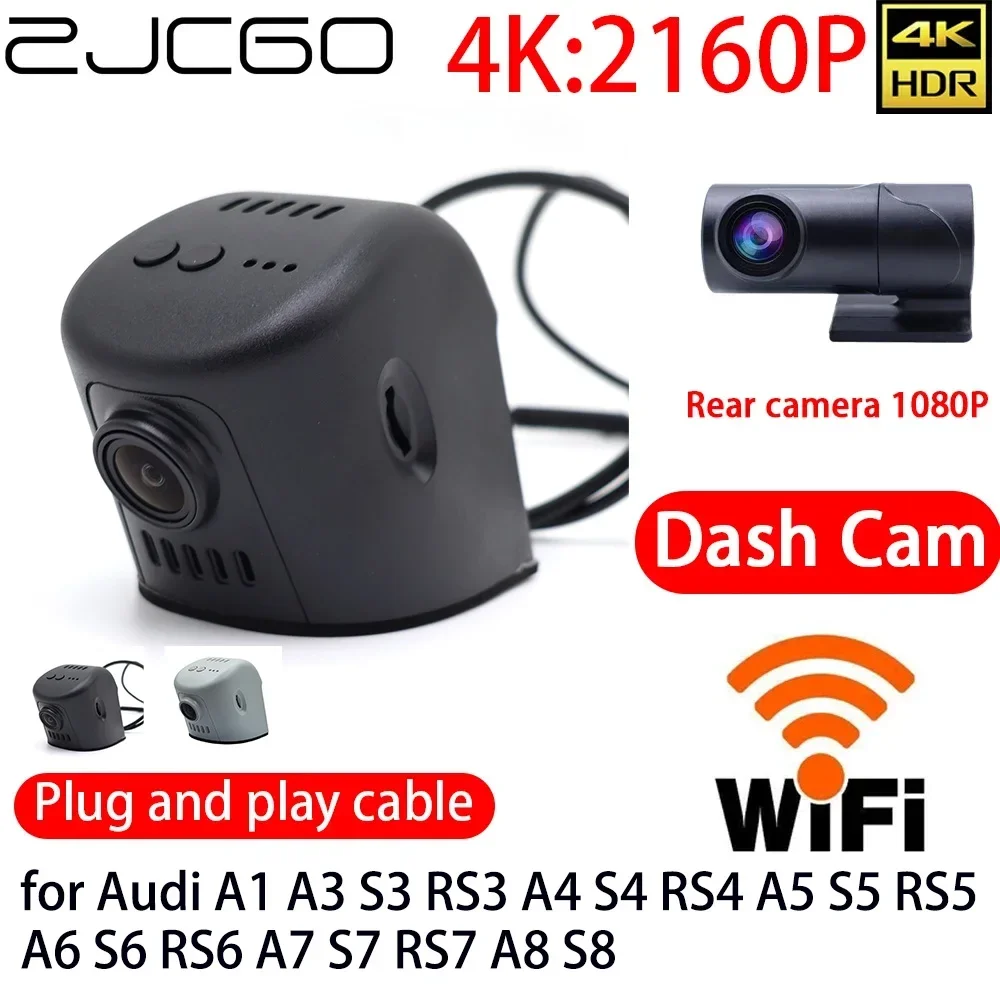 Zjcgo 4K Car Dvr Dash Cam Wifi Anteriore Posteriore Fotocamera 24H Monitor Per Audi A1 A3 S3 Rs3 A4 S4 Rs4 A5 S5 Rs5 A6 S6 Rs6 A7 S7 Rs7 A8 S8
