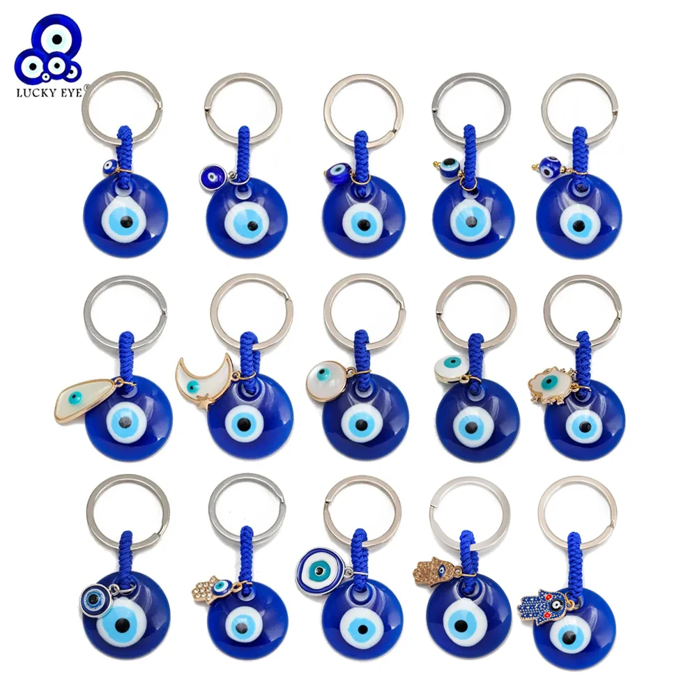Silver Keychain, Greek Evil Eye Keychain, Brass Keyring, Turkish Evil Eye  Key Chain 