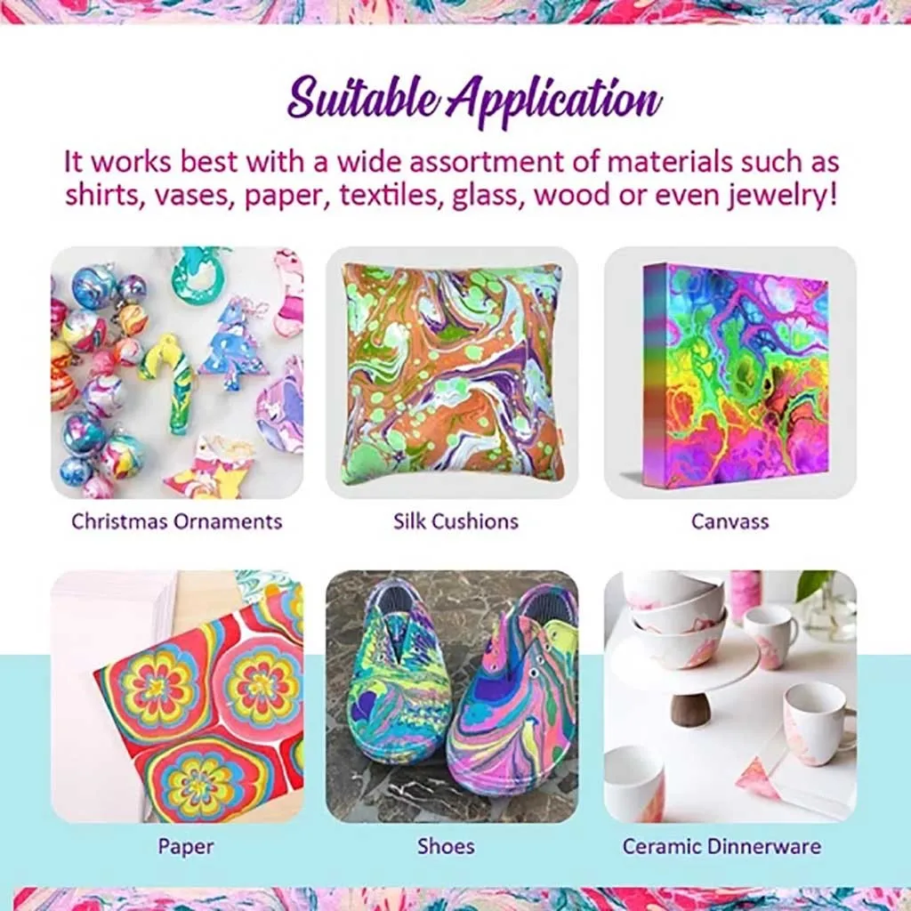6ml Water Marbling Paint Kit Water Art Paint Set With Sketch Paper Arts Crafts For Girl Boy Creative Activities 6 Color 4