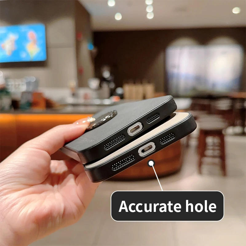Luxury Matte Leather Phone Case with Ring Bracket and Shockproof Design