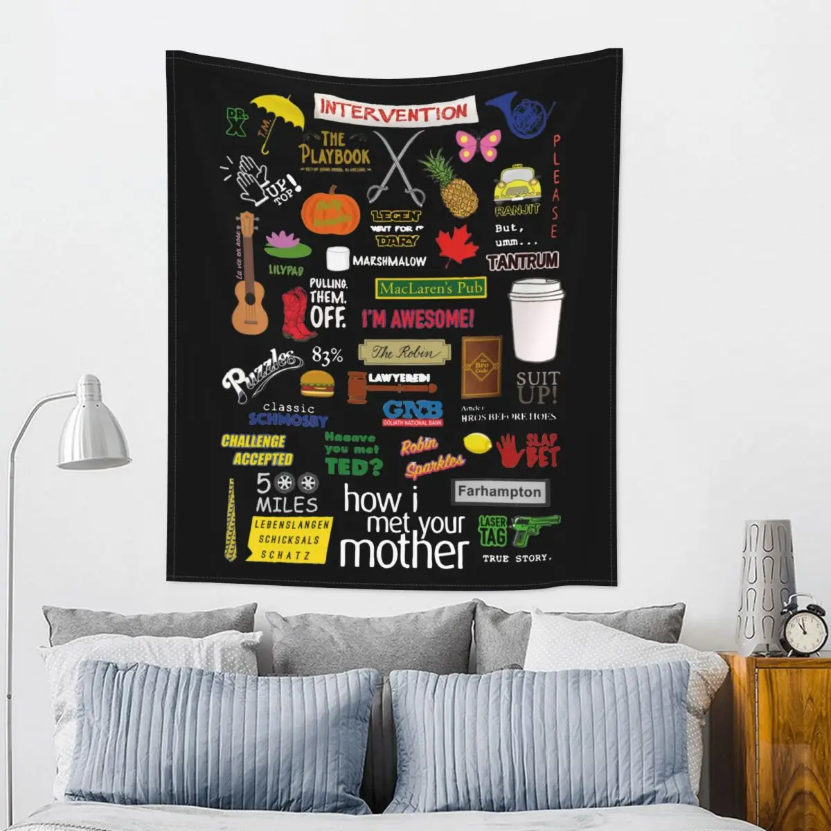 

How I Met Your Mother HIMYM TV Show Tapestry Hippie Polyester Wall Hanging Room Decor Background Cloth Psychedelic Tapestries