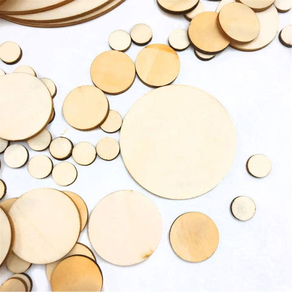 100 Dischi Di Legno Naturale Rotondi - Faggio Non Trattato, 3,8 Cm Diametro, 3,5 Mm Spessore - Perfetti Per Fai Da Te, Decorazioni, Matrimonio, Pittura