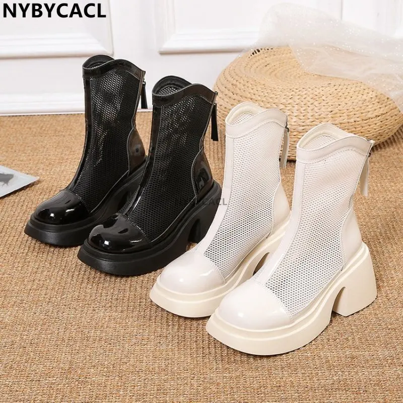 

Breathable Luxury Mesh Chunky Women Sandals Cool Boots Fashion Platform Shoes 2023 Summer New Trend Pumps Breathable Women Shoes