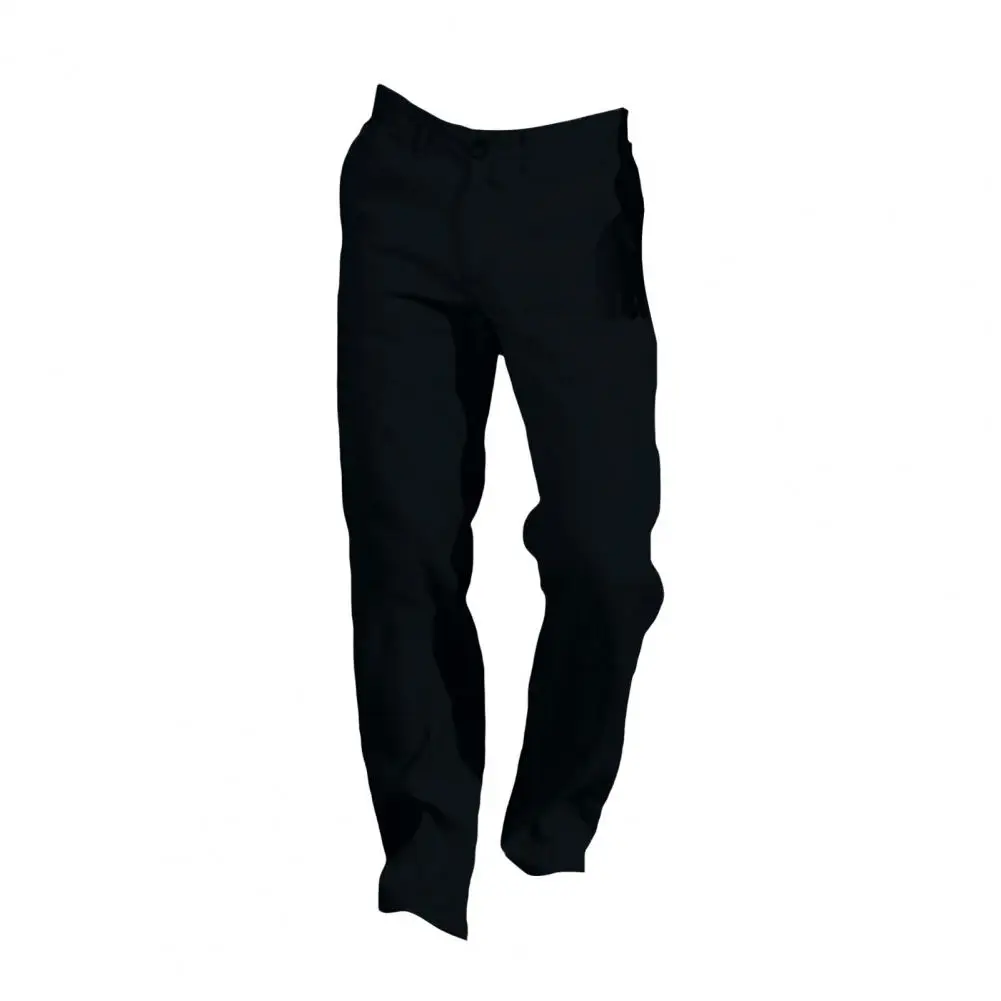 Description Picture 4 of itemSolid Color Mid-waist Pants Stylish Men's Wide Leg Pants for Daily Wear Streetwear Mid Waist Button Zipper Closure Loose Fit