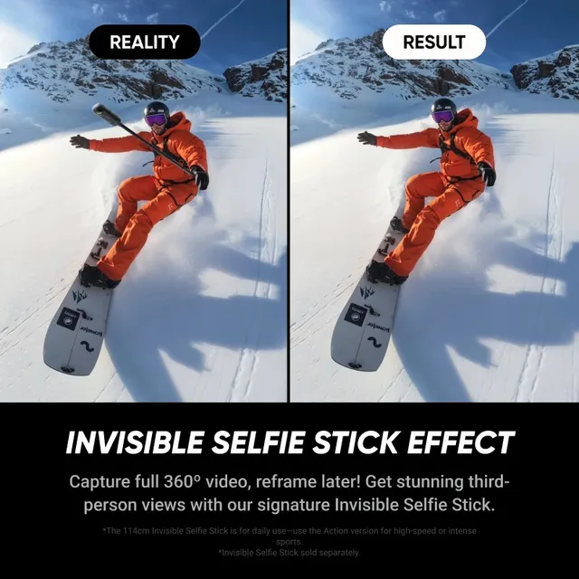 Insta360 X5 360 Action Camera 2025 New 8K 30fps Replaceable Lenses Triple AI Chip Superior Low Light 185 Mins Run Life Insta 360