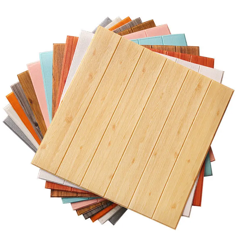 35*35cm 10Pcs 3D Wood Grain Wall Sticker Self Adhesive Waterproof Living Room Kitchen Background Wall Decoration 6