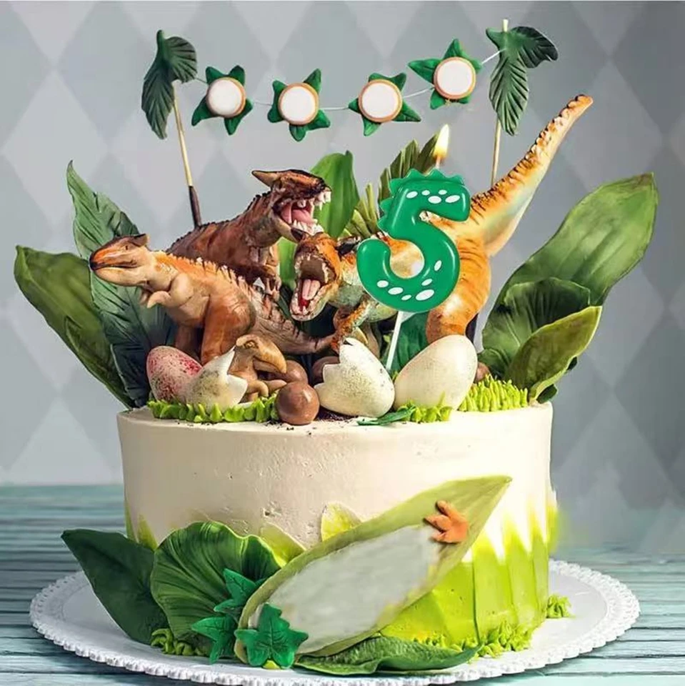 Verjaardagskaarsen, cijfers 1, dinosauruskaars 1e verjaardag met