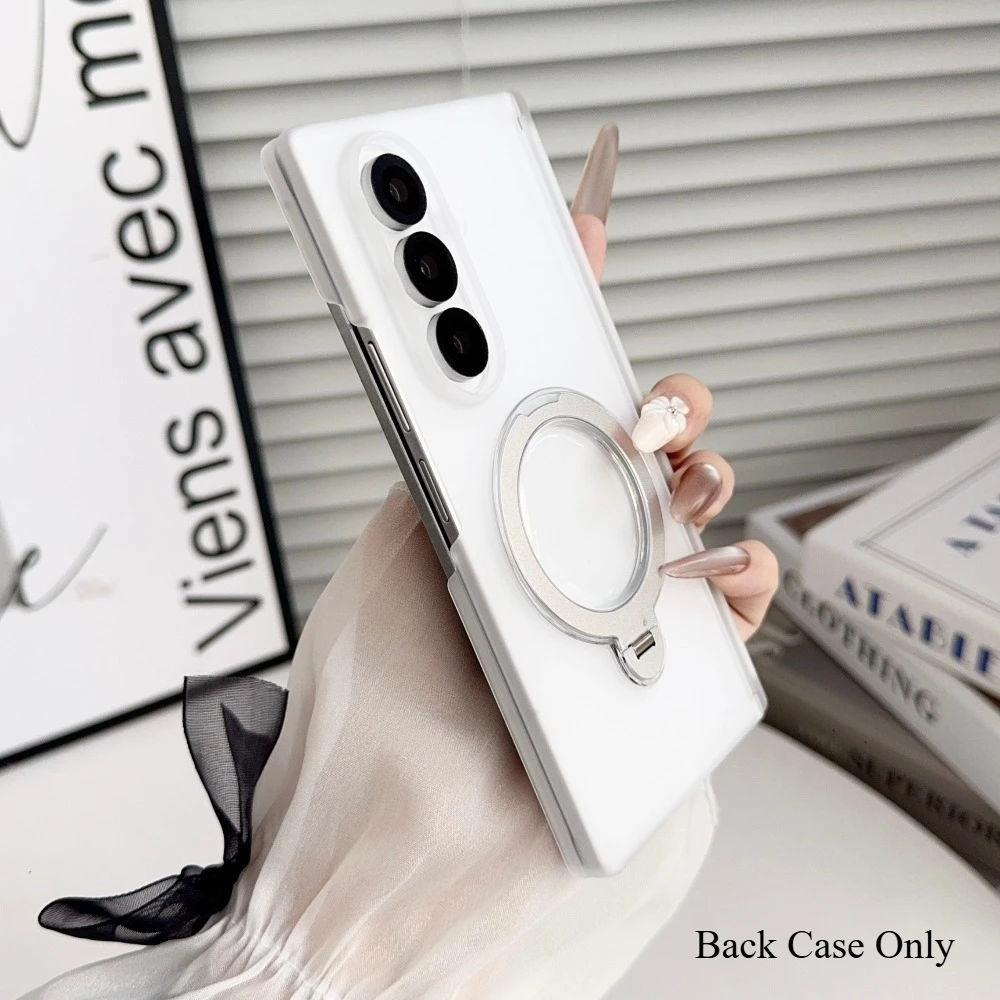 360 Rotating Clear Magnetic Case with Ring Stand and Hard Acrylic Matte Cover