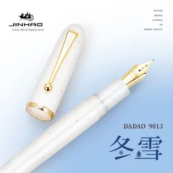 JINHAO Transparent Acrylic Fountain Pen with 35MM Nib - Elegant Writing Gift and Office Stationery - Flex Nib (Winter Snow)
