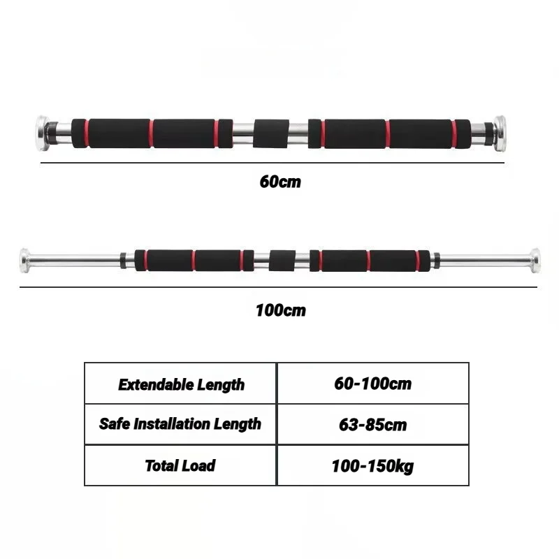 150kg Adjustable Door Horizontal Bars Exercise Home Workout Gym Chin Up Pull Training Bar Sport Fitness Wall Tension Muscle
