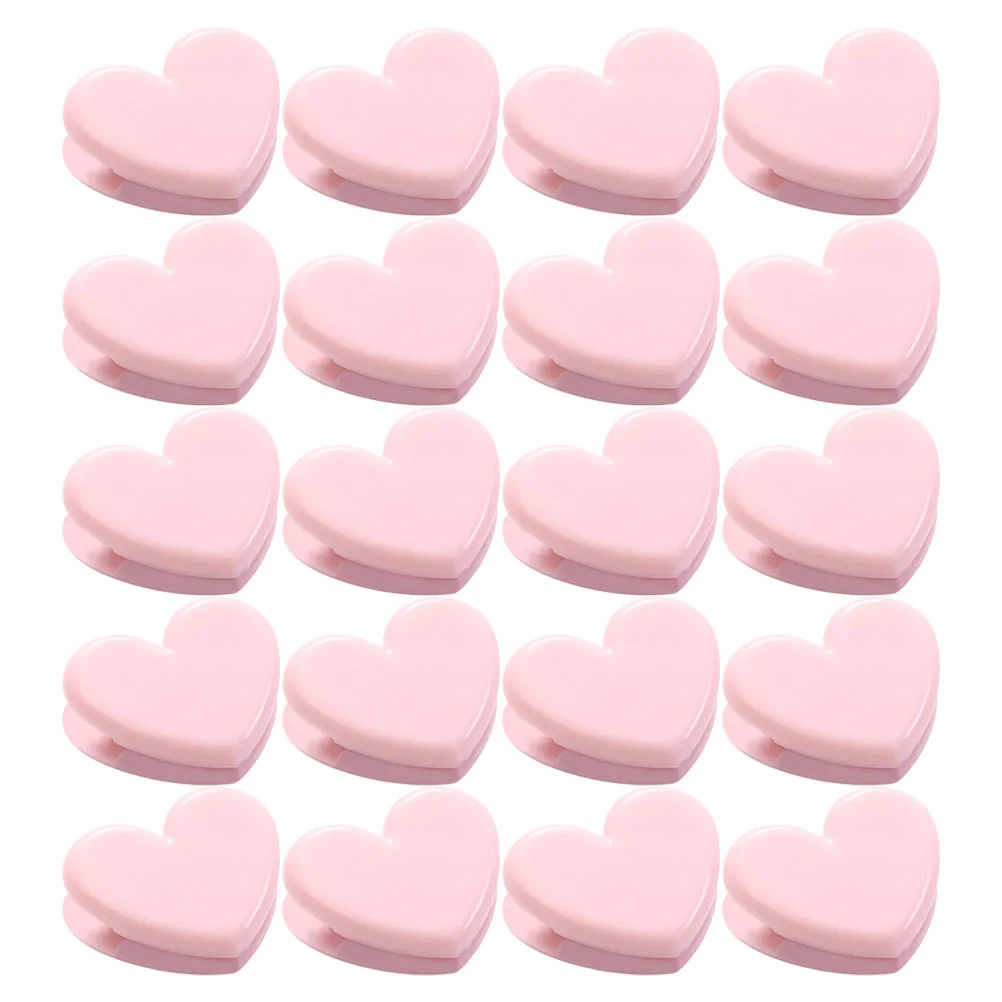 

20 Pcs Flower Flower Bag Clips For Foodationsations Pink Love Memo Simple Photo Picture Heart Shape Bag Pvc File Child