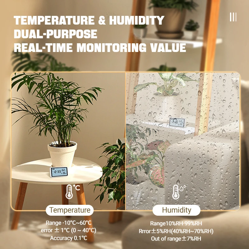Electronic Thermometer Hygrometer LCD Digital Clock Wall-Mounted High Precision Indoor Home Use