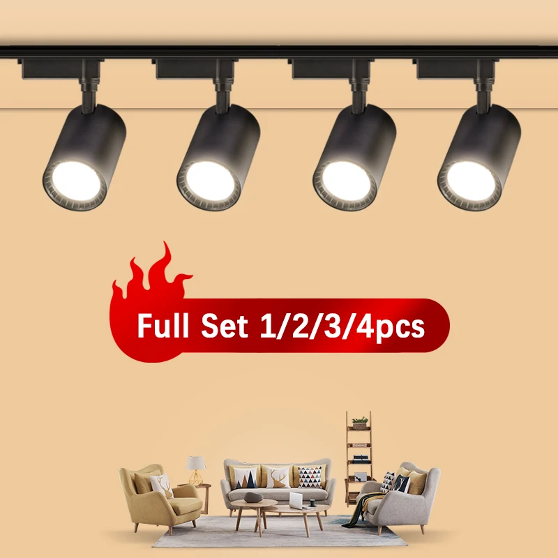 Full Set Led Track Light Spot Light Fixture 12/20/30/40W Track Lighting Rail Spot Led Track Lamp For Living Room Clothing Store