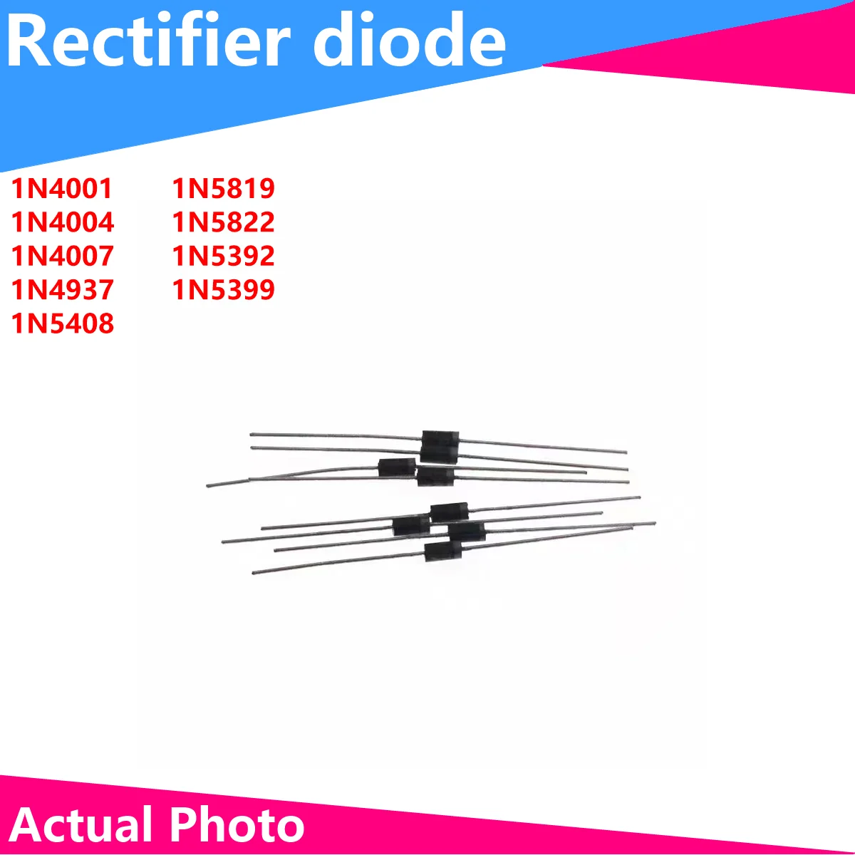 100/50PCS DIODE 1N4001 1N4004 1N4007 1N4937 1N5408 1N5819 1N5822 1N5392 1N5399 100pcs lot 1n4148 1n4007 1n5819 1n5408 1n5822 1n5399 fr107 fr207 diode assorted kit electronic components package 8values 100pcs
