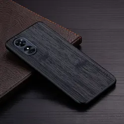Luxury Bamboo Wood Pattern Leather Case - Premium Eco-Friendly Design for Oppo A11 (Black)