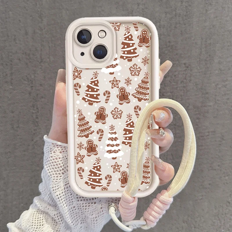 Festive Cartoon Christmas Rope Lanyard Phone Case
