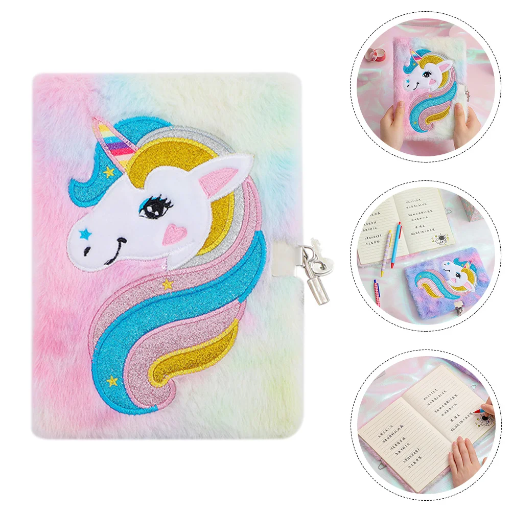 

Plush Dairy Cartoon Notebook Unicorn Cover Dairy Girl Notebook Lockable Notebook