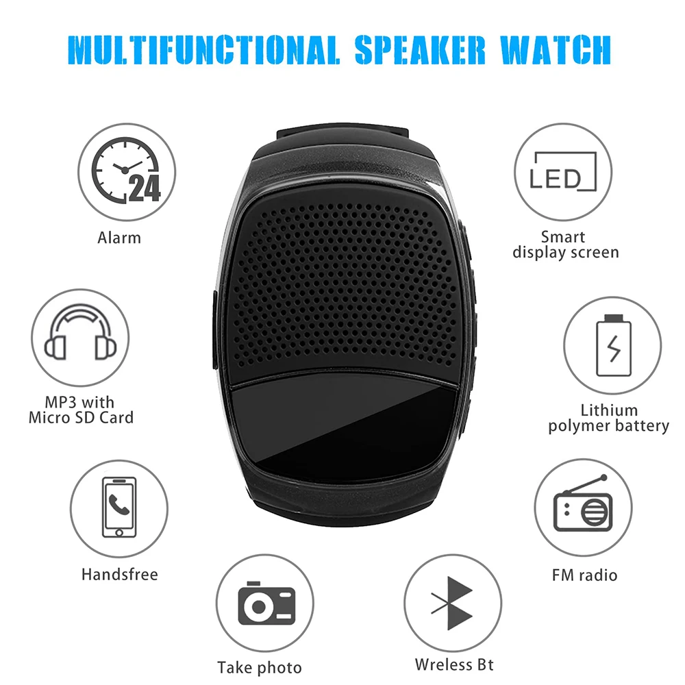 B90 Running Wrist Hand Buetooth Watch Portable Loudly Speaker Sports Music FM Radio Support 8GB 16GB TF Memory Card