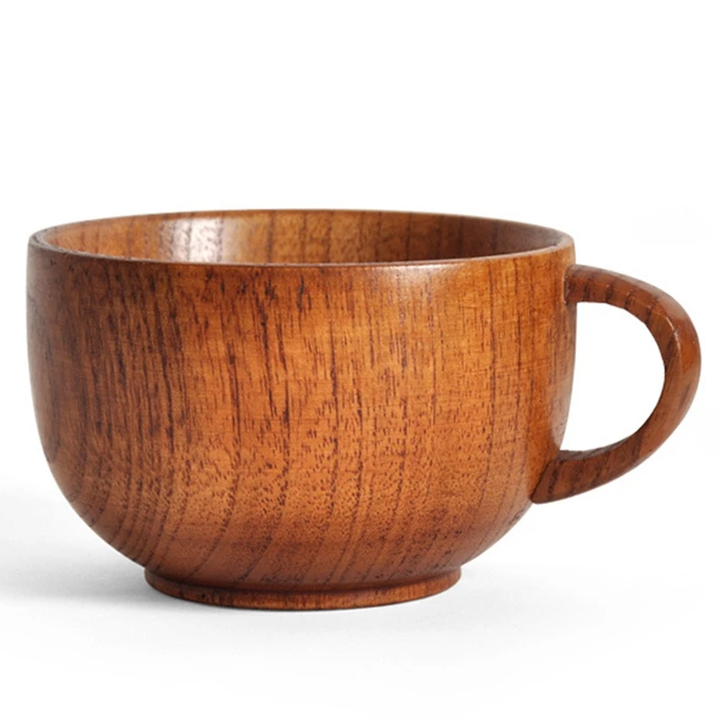 

Кофейная чашка из натурального дерева с ручкой, молочная чашка для завтрака, чашка для воды ручной работы, чашка для сока, чашка для чая-ABUX
