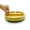 Bamboo baby plate environmental non-slip plate large three grid plate with silicone suction cup 3
