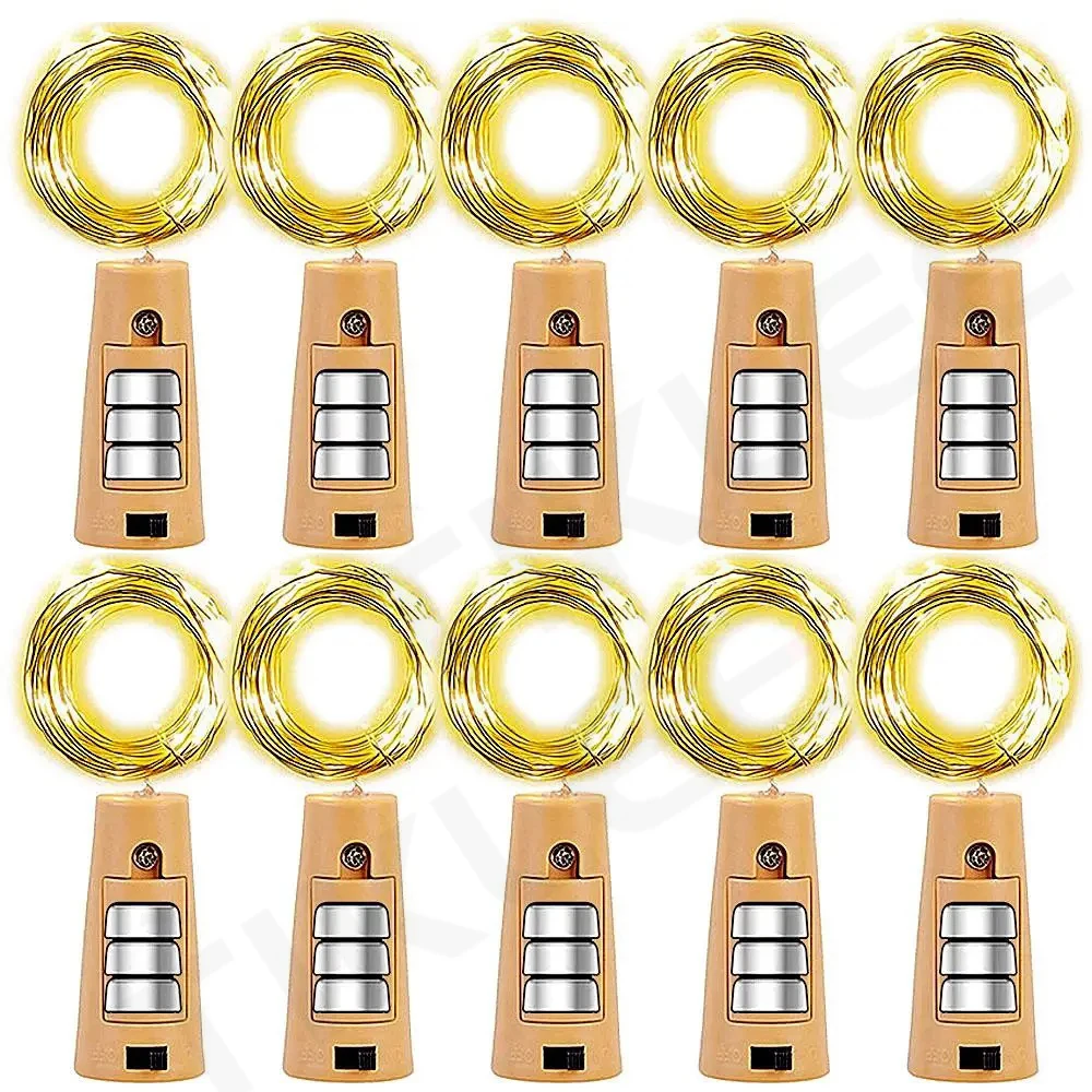 10 Pezzi Di Luce Per Bottiglia Di Sughero Alimentata A Batteria 2M Led Light Bar Light Birthday Party Wine Bottle Stopper Light Bar (Con Batteria)