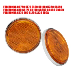 For Honda CB350 2/4 Pcs Round Amber Front Fork Cover Reflector Motorcycle Parts CT 70 SL90 CB350 CB100 CB175 33741-315-000