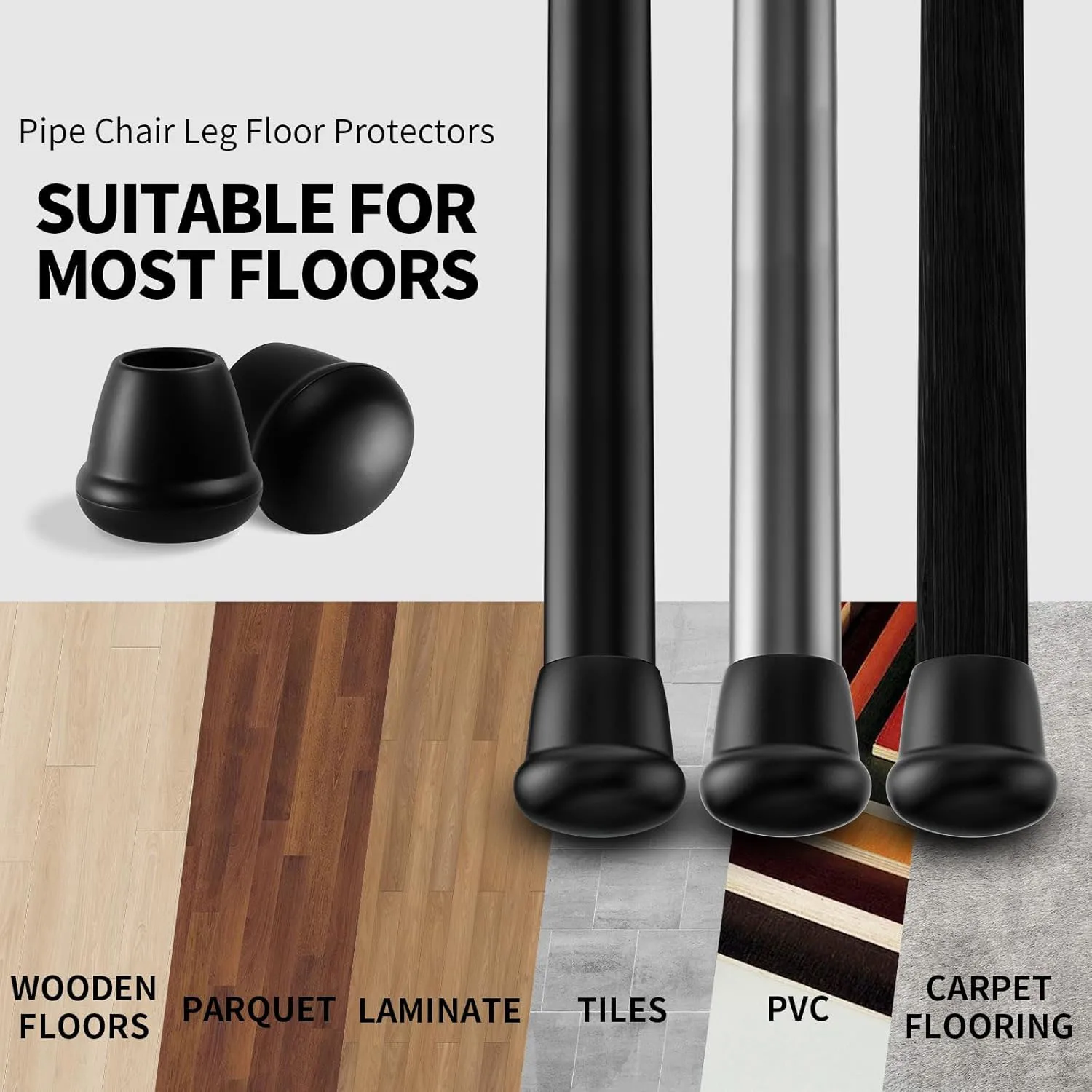 16PCS Metal Chair Leg Protectors Anti-Slip Silent Heavy Duty