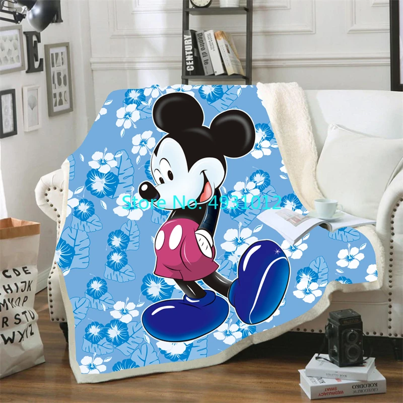 

Mickey Mouse Minnie Mouse Printed Warm Blanket 70x100cm Soft 3D Flannel Lamb Sherpa Blankets Baby Kids Gift Throw Sofa Bedroom