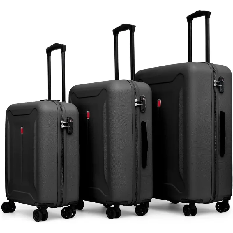 

Widfre Luggage 3 Pieces Set Suitcase ABS with Spinner Wheels TSA Approved Hardshell Travel Lightweight(Black)