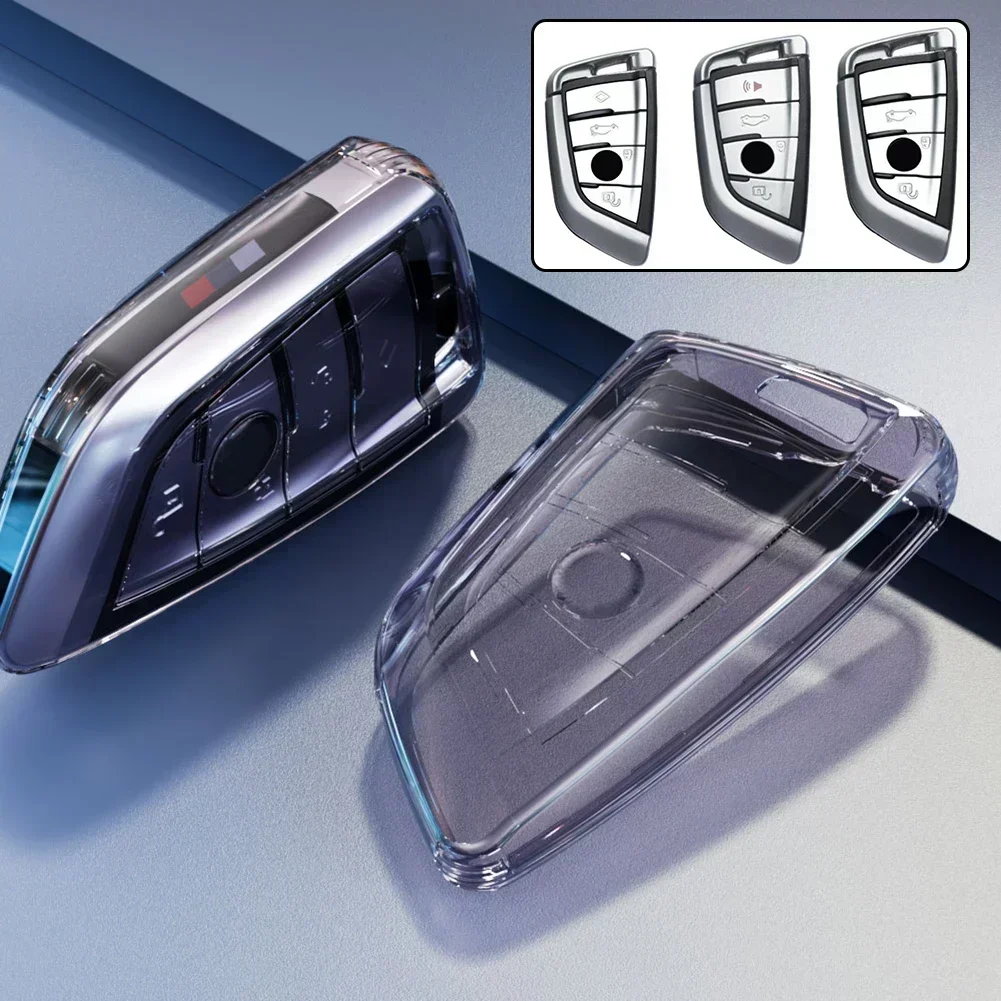 Car Transparent Key Case TPU Full Cover Protection Shell Bag for BMW F90 F48 G01 G02 F15 F85 F16 F86 F45 F46 G30/G31/G32/G11/G12