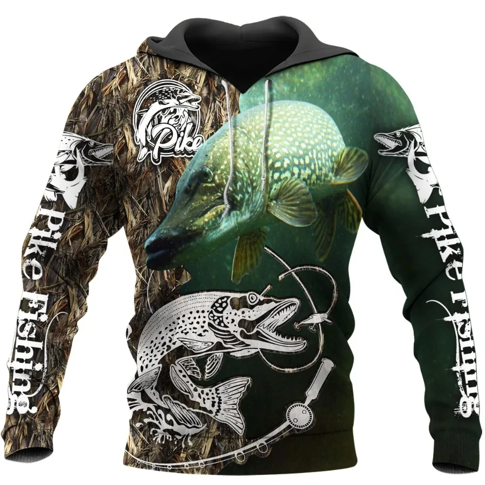 thumbnail image 1 of Sudadera con capucha de manga larga con estampado de pesca en 3D para hombre, sudadera holgada de diseñador, sudadera con capucha de otoño Harajuku para niños, ropa para hombre Y2K, 1 of 5