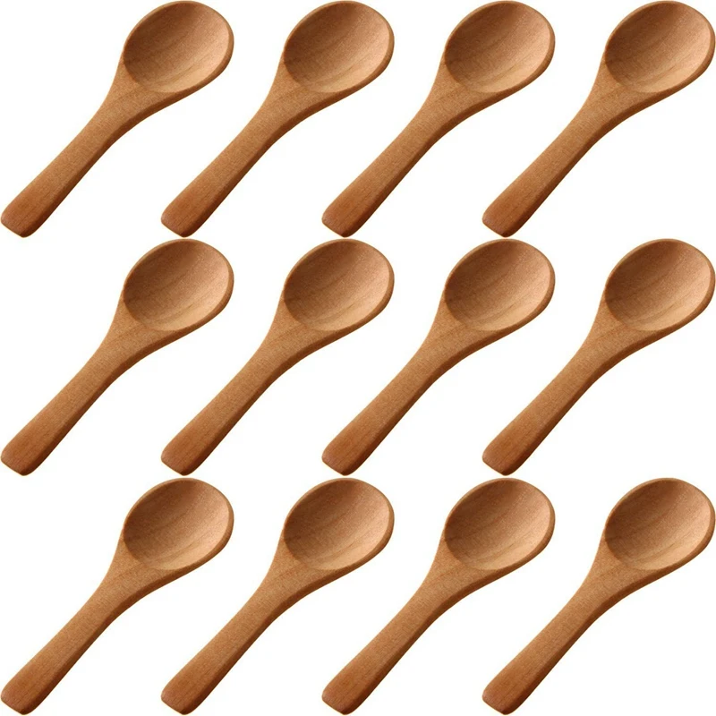 

300 Pieces Small Wooden Spoons Mini Nature Spoons Wood Honey Teaspoon Cooking Condiments Spoons For Kitchen(Light Brown)