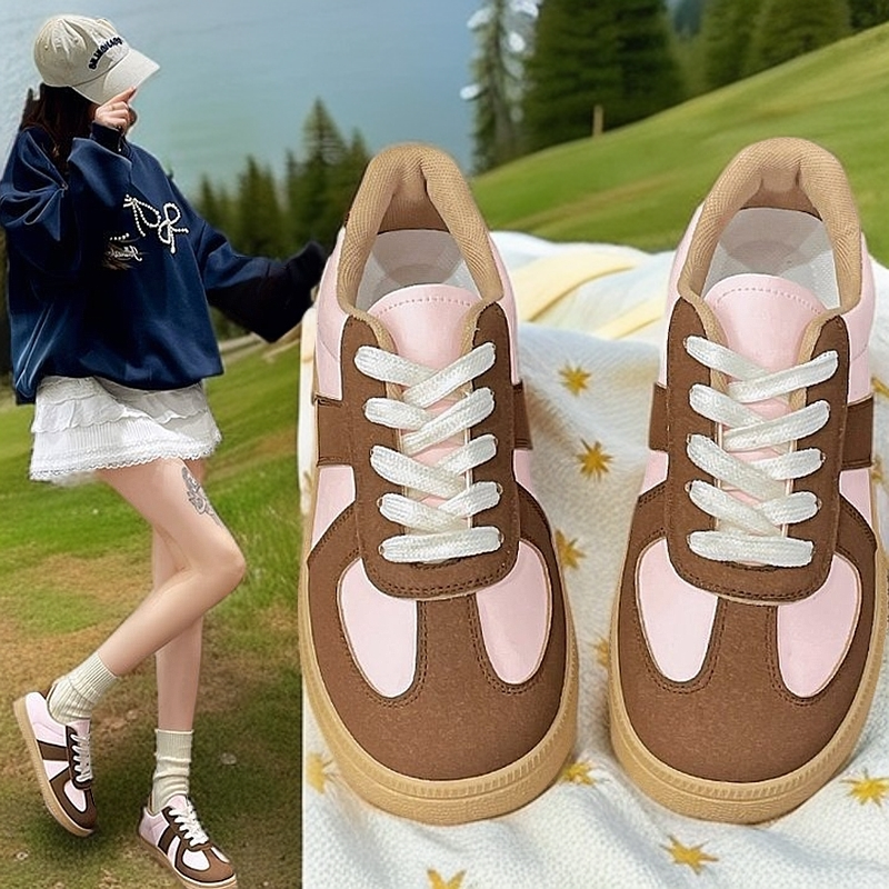 Thick-soled Color Matching Niche Casual Shoes Round Head Fashion Versatile Sports Board Shoes Women's Training Shoes