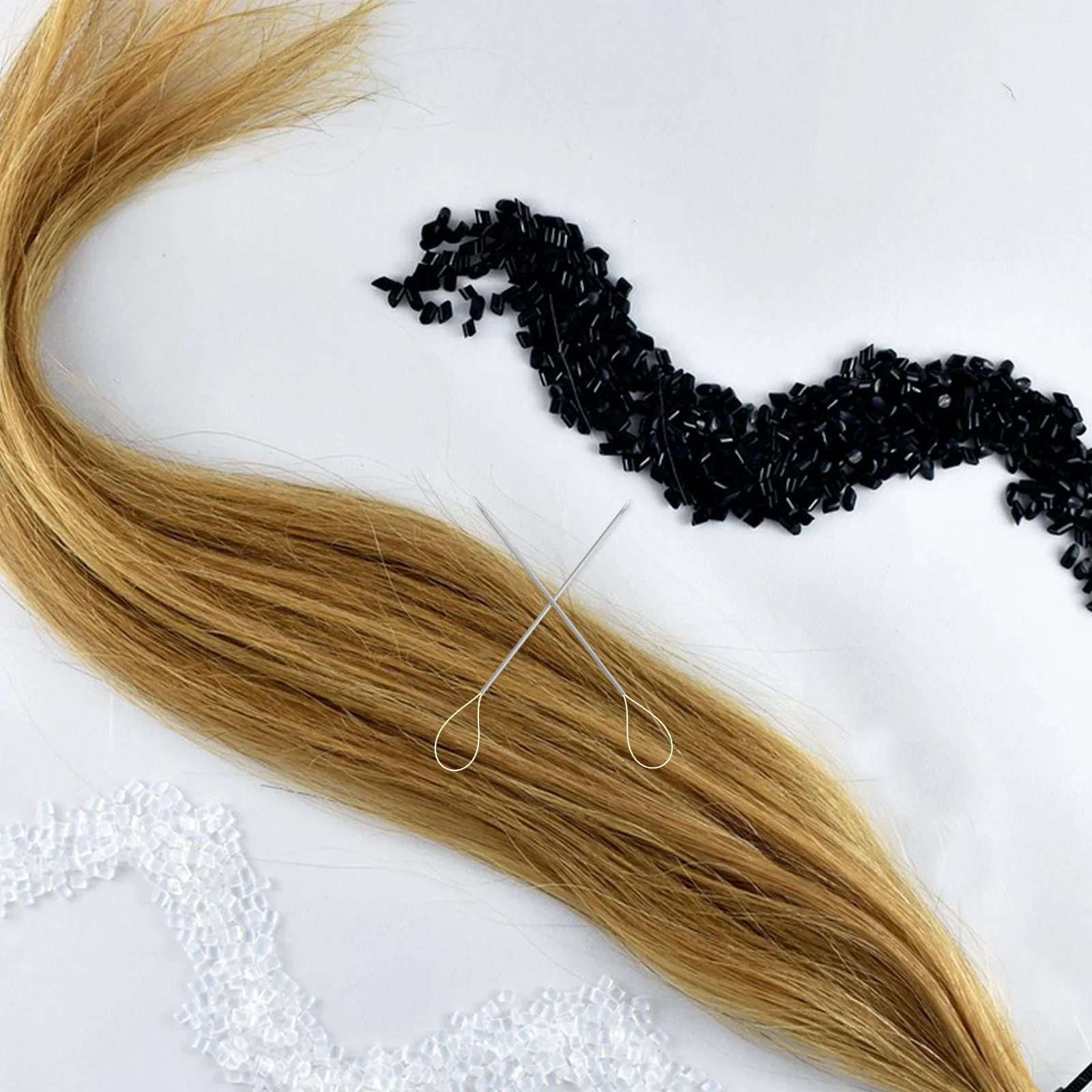 2개 세트 헤어 스레딩 도구 스테인리스 스틸 스웨터 청바지 수선 비즈 끈 꿰기 크로셰 헤어 브레이딩 도구 탄성