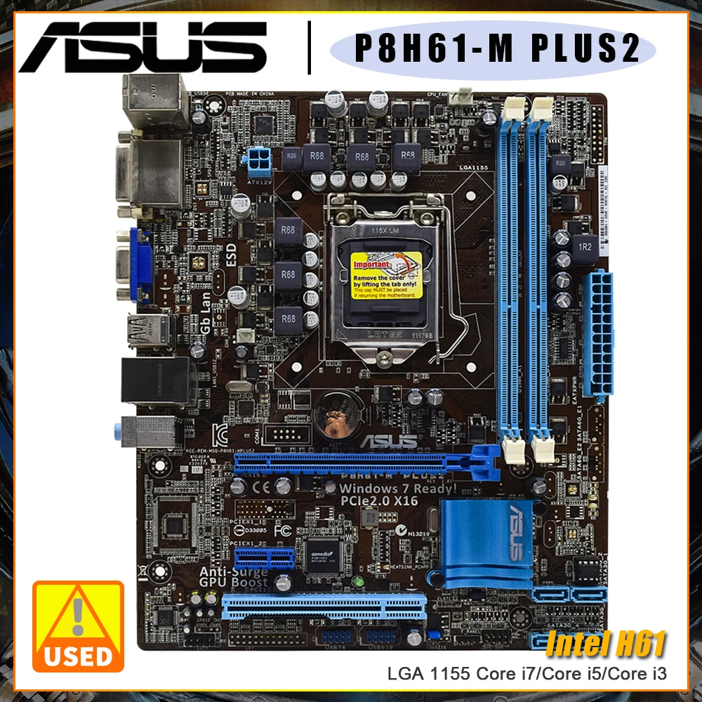 

Материнская плата LGA 1155 ASUS P8H61-M PLUS V2 Использует чипсет Intel H61, поддерживает процессор Intel 32nm Core i7 Core i5 Core i3 CPU