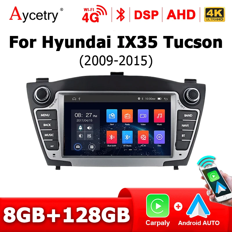 Carplay Android 15 7'' Auto-Stereoanlage Autoradio für Hyundai IX35 Tucson 2009-2015 Android AUTO 2-DIN Autoradio Multimedia 4G LTE