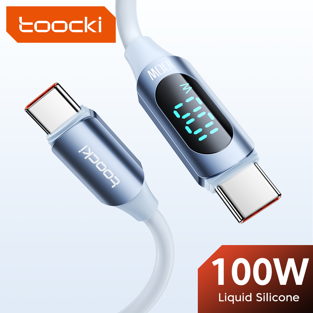 Toocki Silicone USB Type C to USB C Cable PD 100W Fast Charge  for Macbook Samsung Huawei Xiaomi Type C to Type C Cable Display