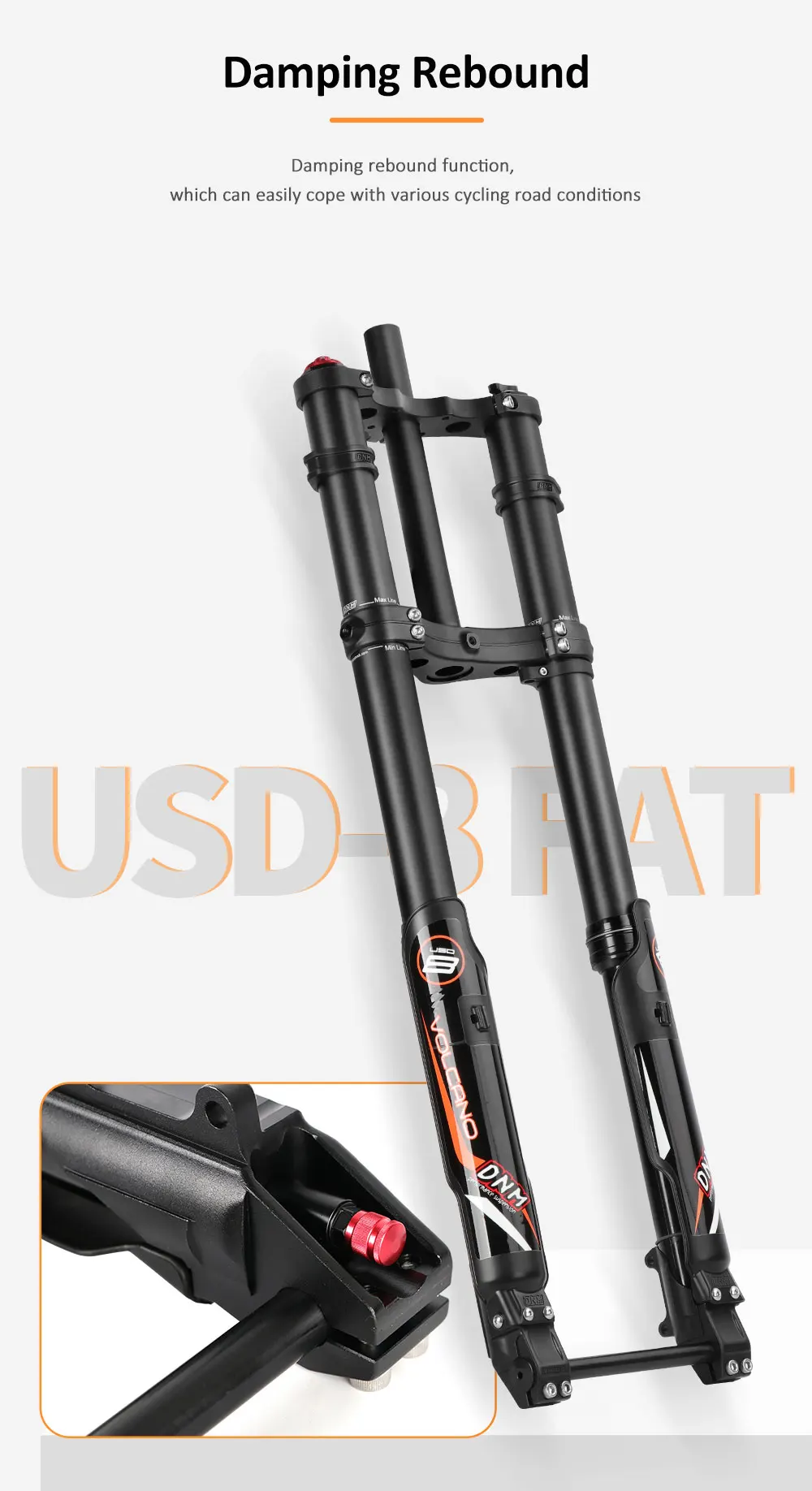 DNM USD-6S DH MTB Bicycle Front Fork 1-1/8 Inch 15mm Axle