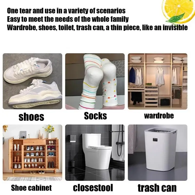 60cs Shoe Odor Elimination Pad Foot Odor Eliminator Freshness Comfortable Shoe Stickers Lemon Scent Deodorizing Insole Stickers