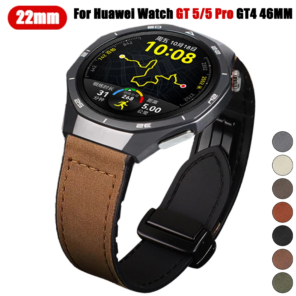 Versatile 22mm Magnetic Leather Silicone Strap with Quick-Release Buckle