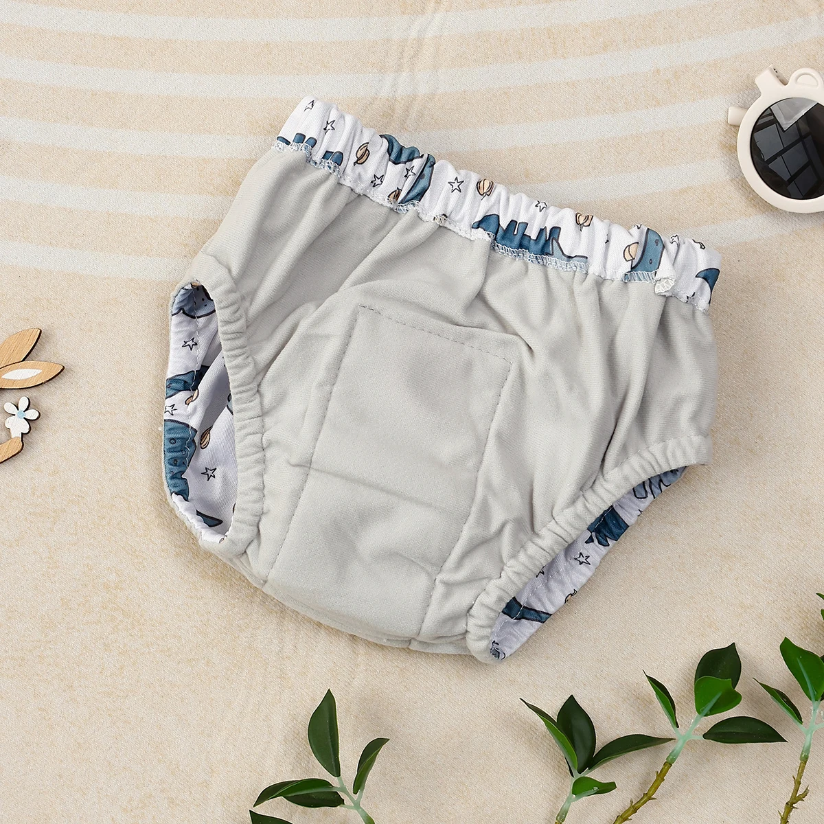 Elinfant L Size Waterproof Baby Training Pants Suede Cloth Inner Baby Cloth Diapers for 8-13kg Boys and Girls