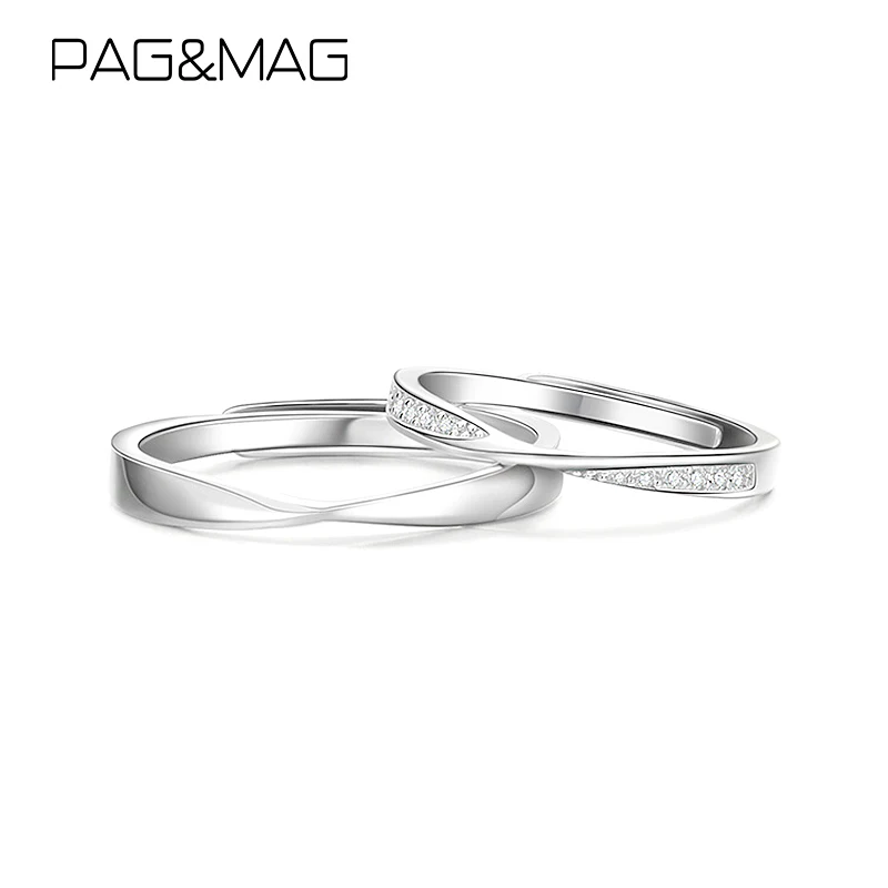 

PAG&MAG Mobius Ring Charm 999 Sterling Silver Twist Mobius Wedding Ring Infinite Love Gifts Adjustable Wedding Bridal Jewelry