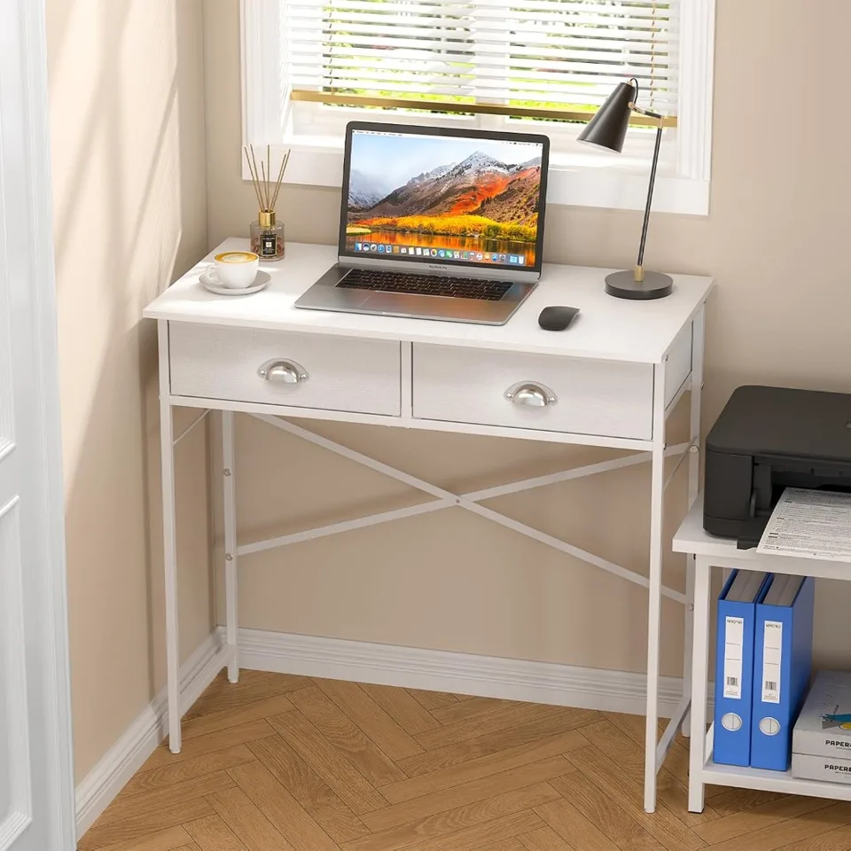 Compact White Writing Desk for Kids and Teens