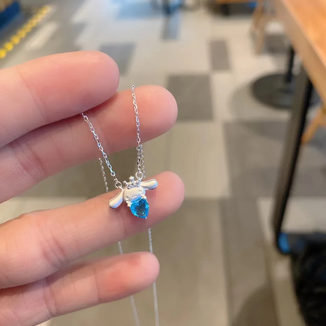 

Ожерелье в стиле Cinnamoroll из серебра пробы, роскошная маленькая цепочка на ключицу для девочек, аксессуары HelloKittys Sanrios