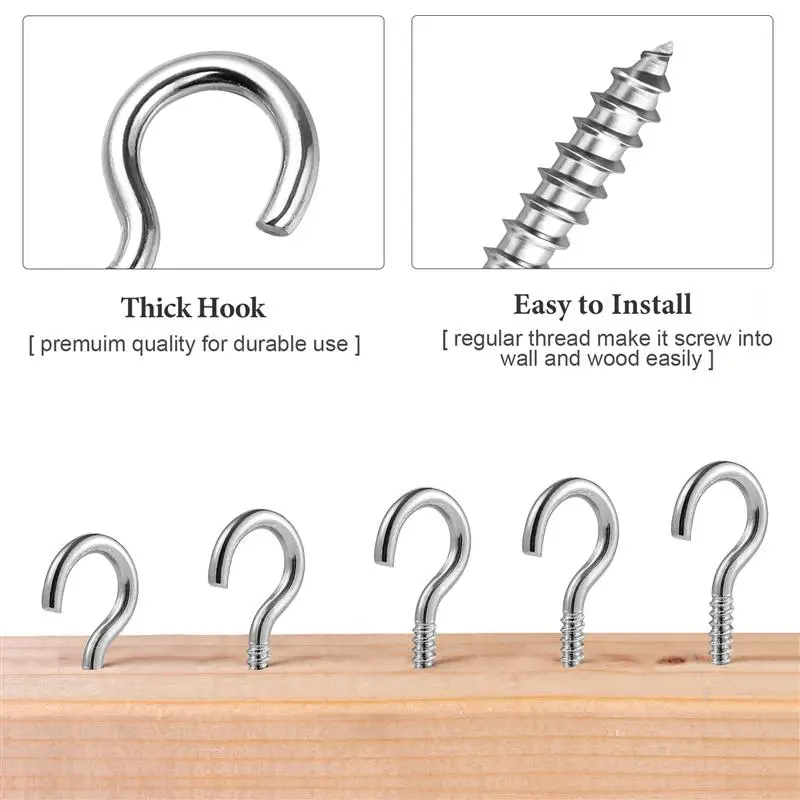 100pcs Iron Screw Hooks Heavy Duty Ceiling Hooks Multipurpose Screw Hook For Hanging Storage Iron wall hooks hanging hooks